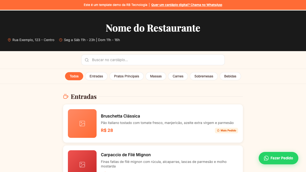 Template Cardapio Digital